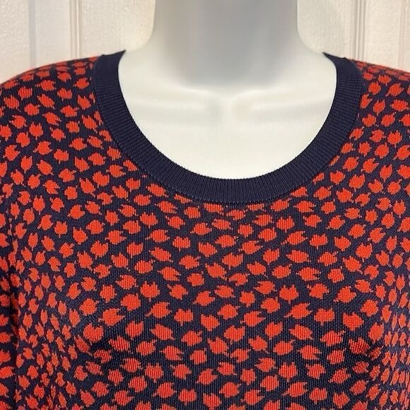 Michael Michael Kors Navy Red Patterned Midi Dress Size L fits like a medium - Picture 2 of 11